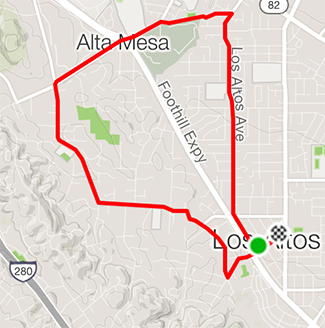 Running route along Arastradero Rd