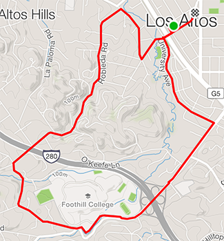 Running route around Foothill College