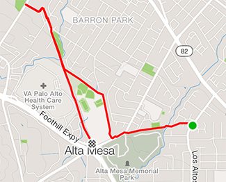 Route past the graveyard, through Gunn HS and Bol Park