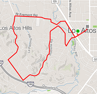 Running route through Los Altos Hills