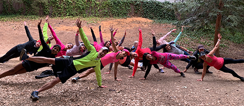 Runners planking as a group